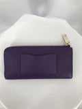 women Coach Long Zip Around Wallet Crossgrain Leather Purple Purse