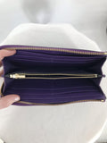 women Coach Long Zip Around Wallet Crossgrain Leather Purple Purse