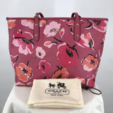 women Coach Wildflower Dahlia Print City Zip Tote Pink Multi Purse