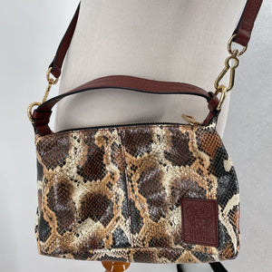 women Vince Camuto Snakeskin Top Handle Corin Crossbody Brown Purse