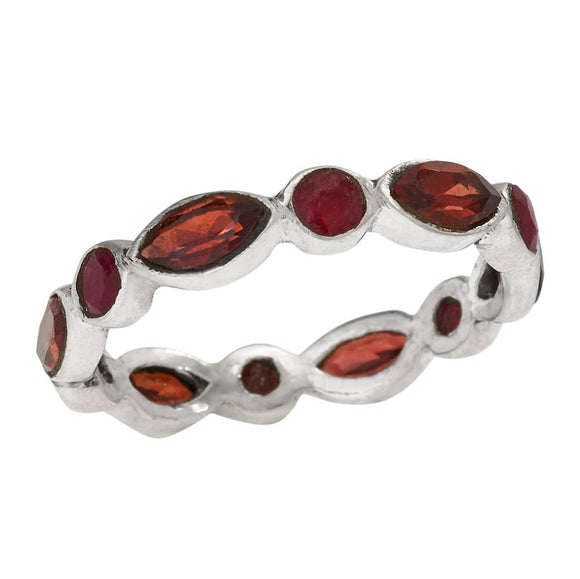 Ring Around the Rosie Sterling Silver Garnet Ring